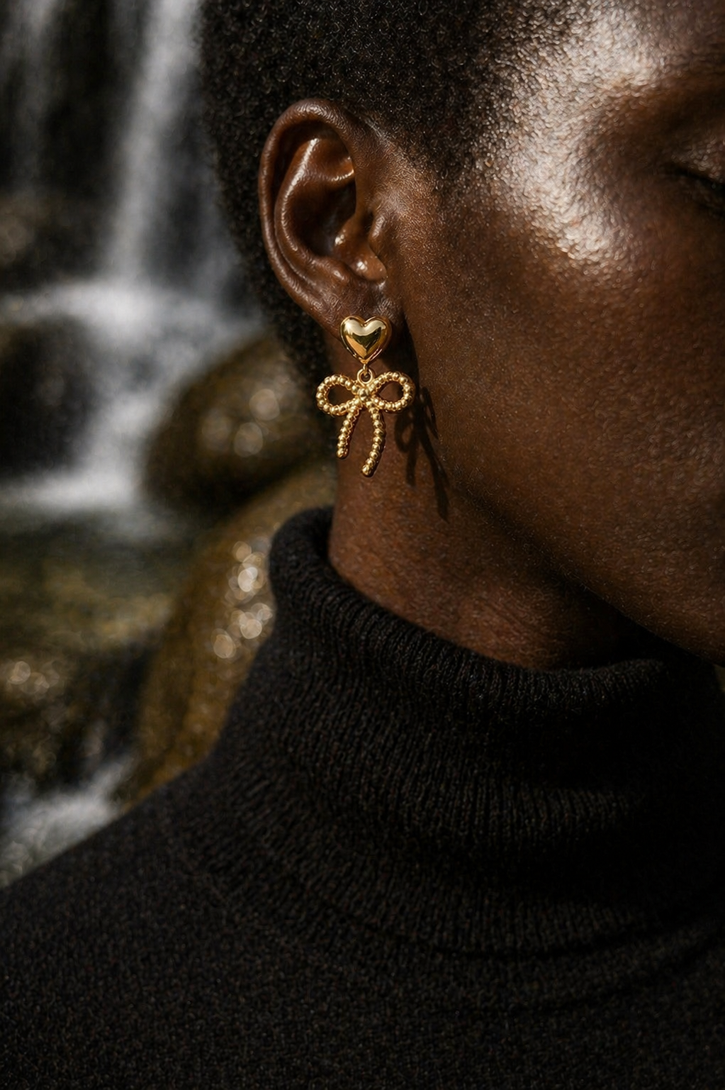 Heart & Bow Drop Earrings
