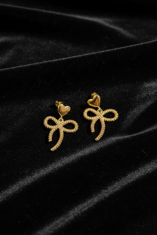 Heart & Bow Drop Earrings
