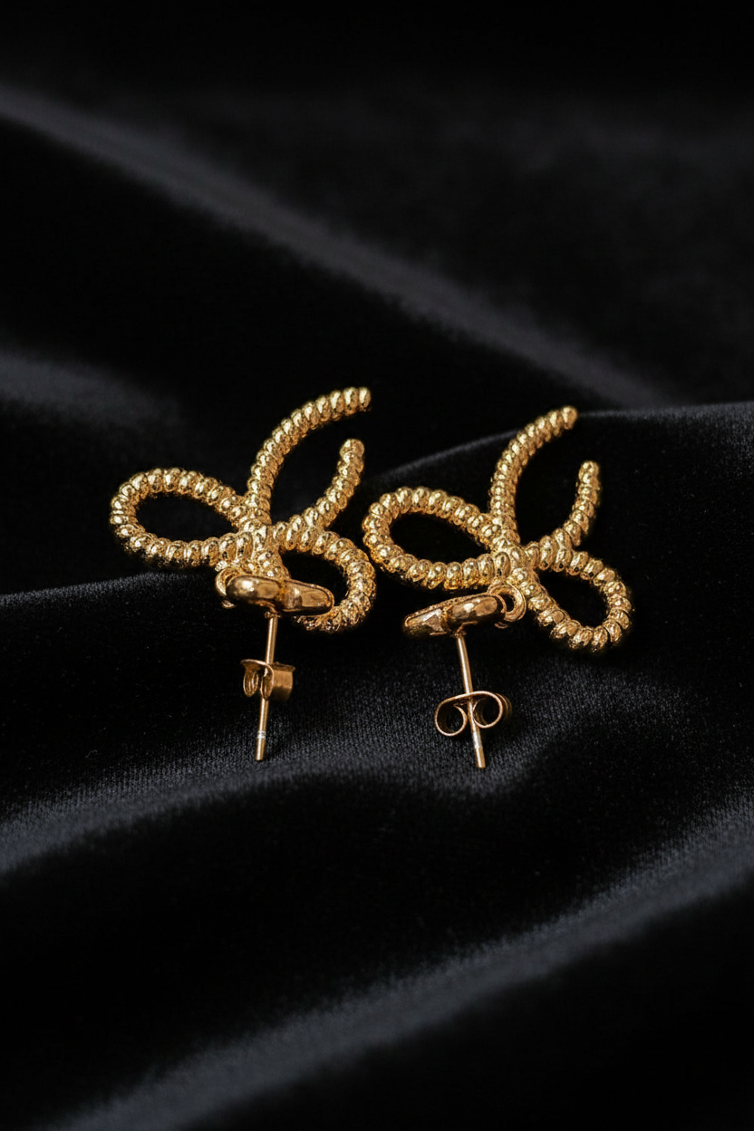 Heart & Bow Drop Earrings